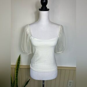 NWT Free People Puff Sleeve Ivory Top Intimately S Romantic Balletcore